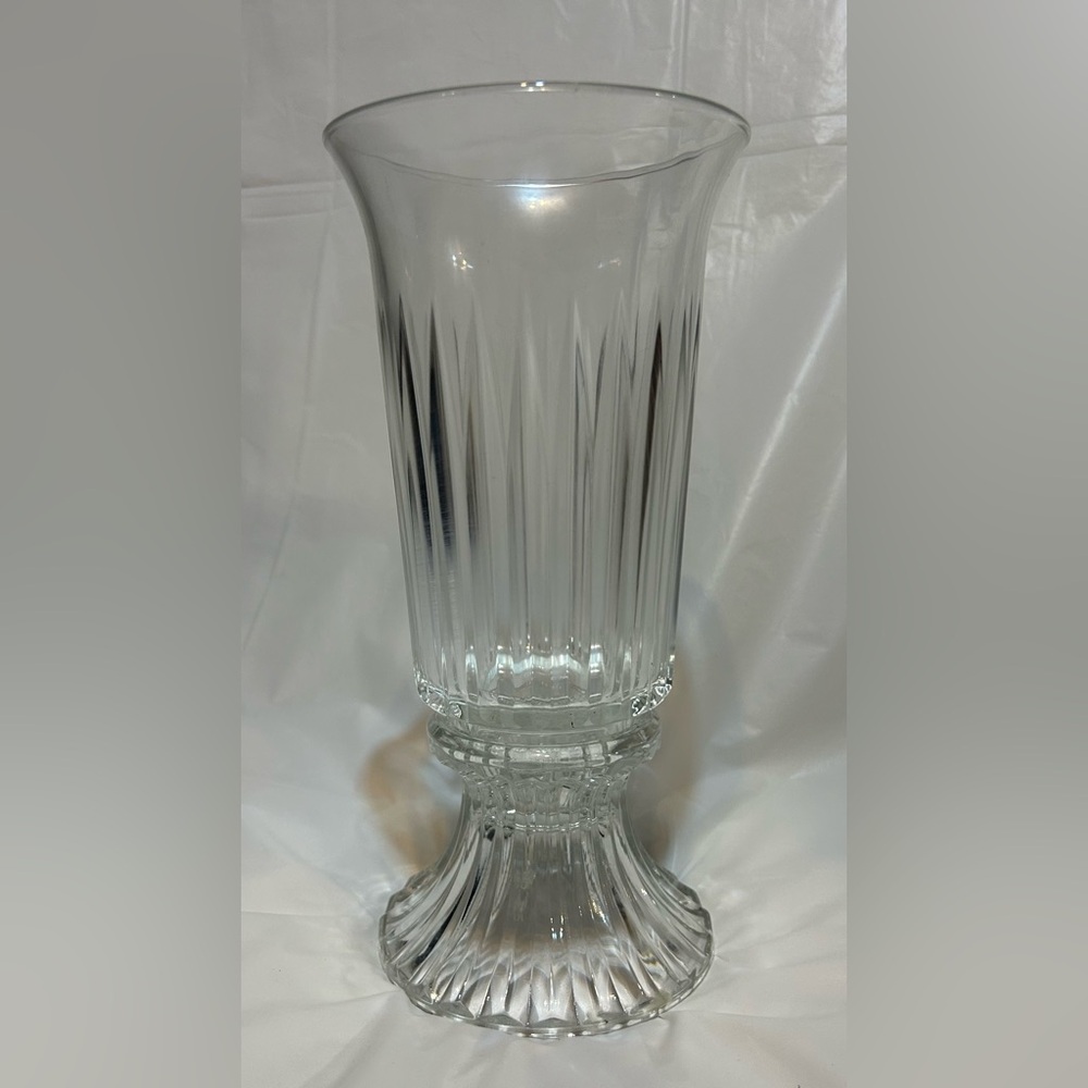 Clear Glass Hurricane Lamp Candle Holder 9.5” Tall